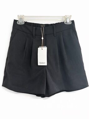 Quince Black Tailored Shorts NWT High Rise Pleated Dress Shorts Size 4